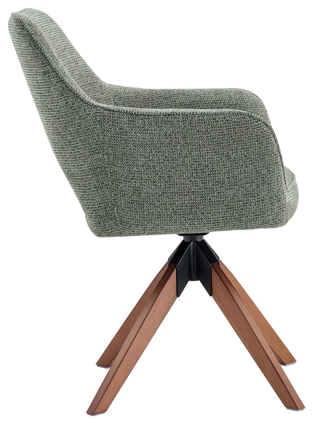 Armlehnstuhl Puro Walnussfarben/Grün B: 60 cm - Walnussfarben/Grün, MODERN, Holz/Textil (60/89/65,5cm) - Livetastic