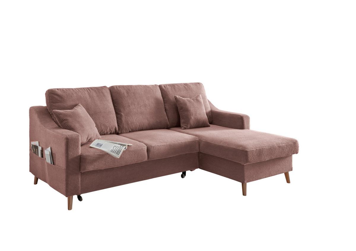 Ecksofa Valentina - Rosa/Naturfarben, Design, Textil (228/150cm) - P & B