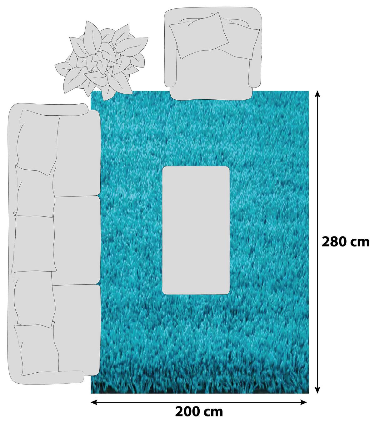 Hochflor Teppich Türkis Prime 200x280 cm - Türkis, MODERN, Textil (200/280cm)