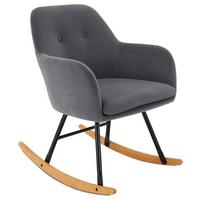 Schaukelstuhl mit Echtholzkufen Swing Samtbezug Grau - Schwarz/Naturfarben, MODERN, Holz/Textil (58/76/61cm) - MID.YOU