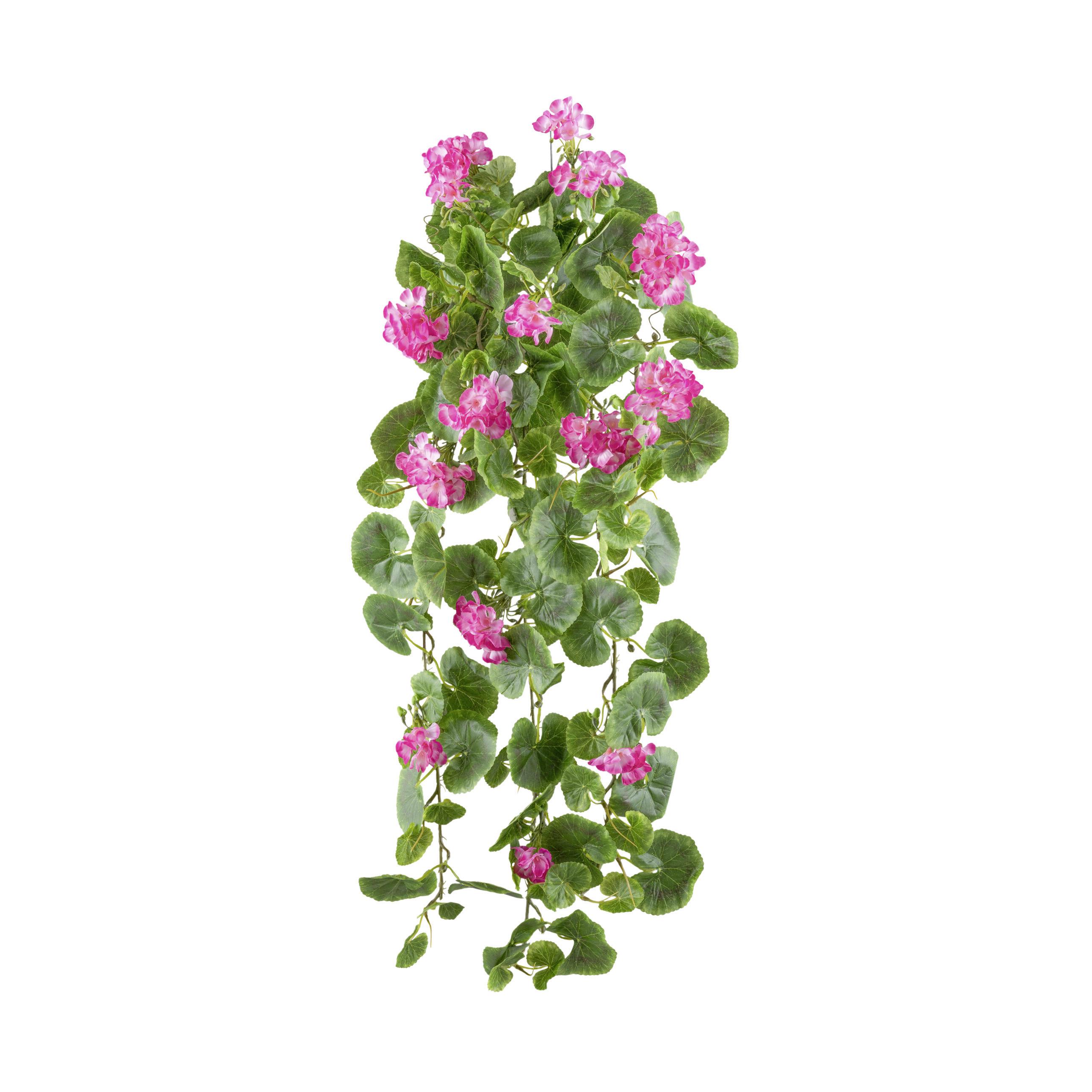 Kunstpflanze, Geranie Grün, Pink, H: 80 cm - Pink/Grün, Design, Kunststoff (80cm) - P & B