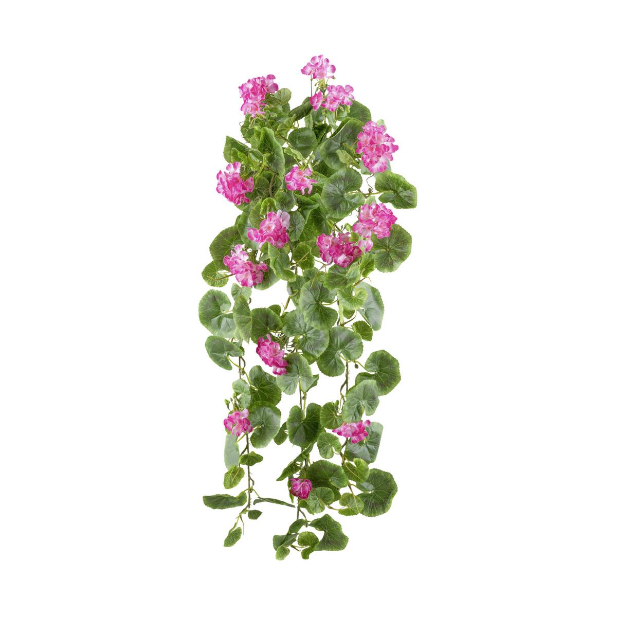 Kunstpflanze, Geranie Grün, Pink, H: 80 cm - Pink/Grün, Design, Kunststoff (80cm) - P & B