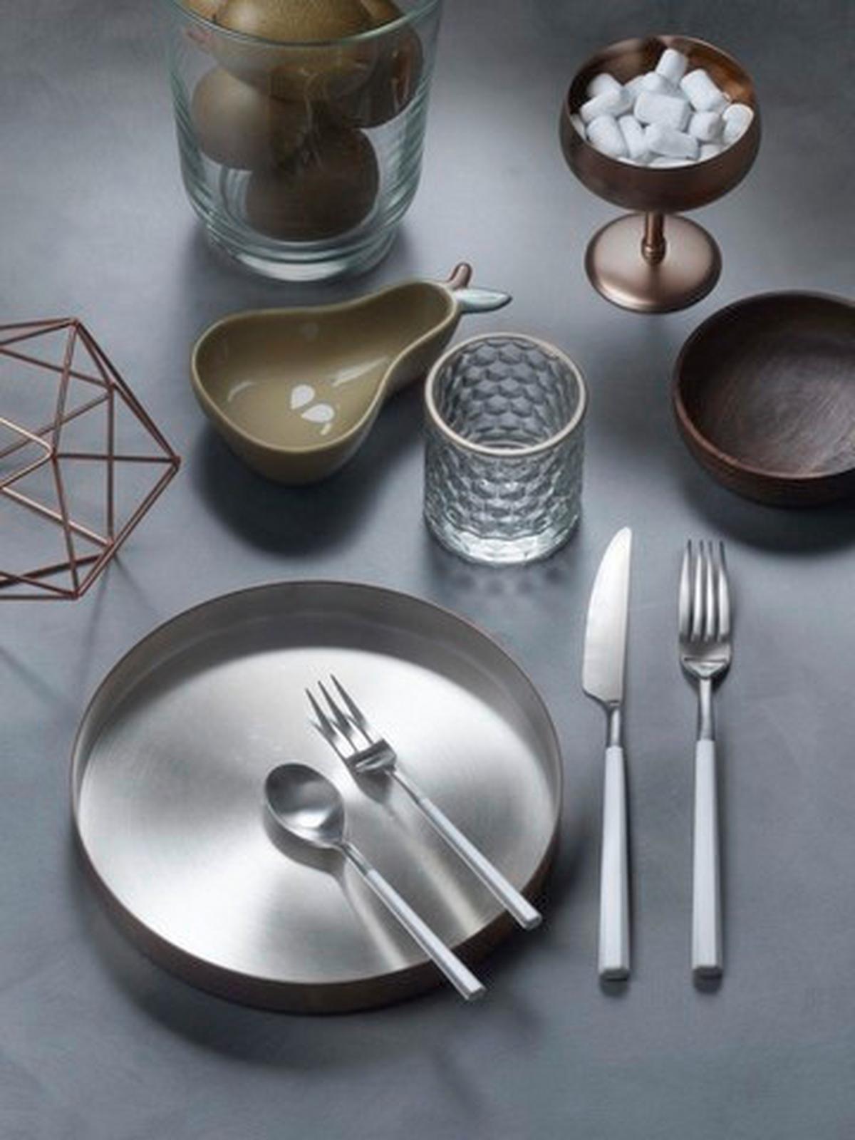 sada príborov HIVE - biela/farba ušľachtilej ocele, Basics, kov/plast - Pintinox