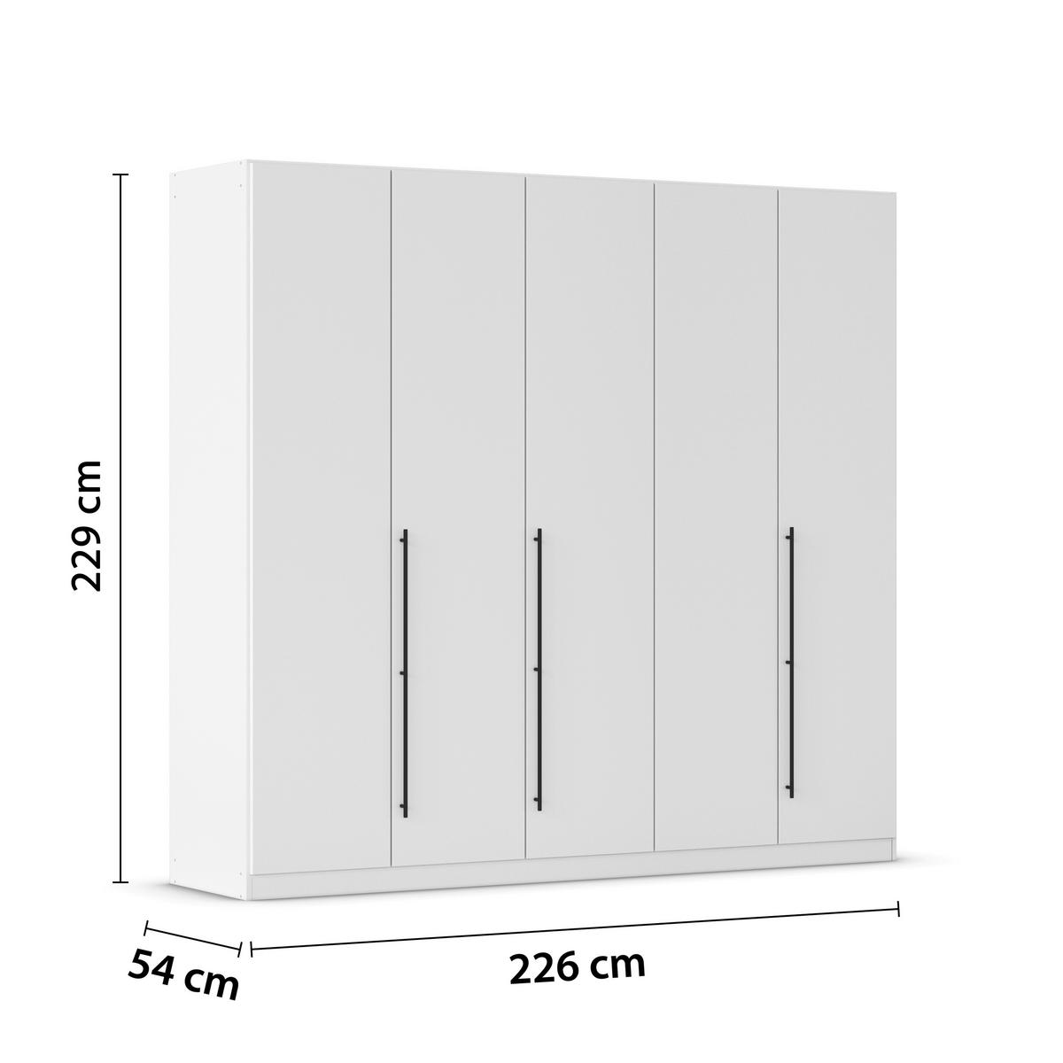 Kleiderschrank Safari B: 226 cm - Weiß/Grau, KONVENTIONELL, Holzwerkstoff (226/229/54cm)