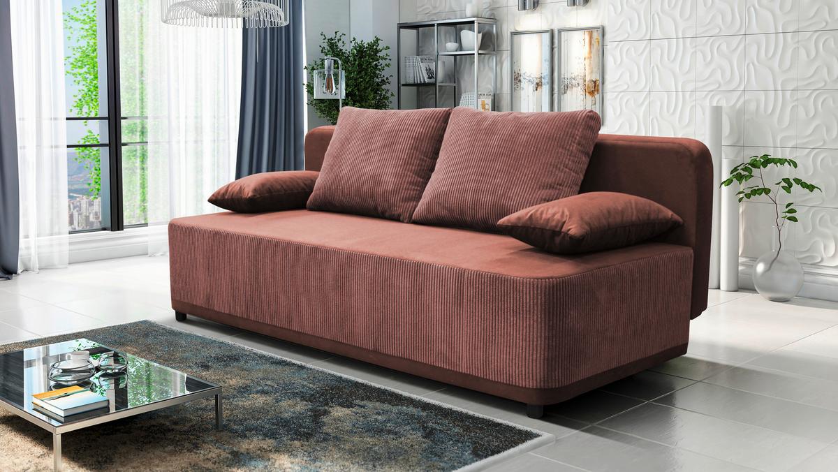 Schlafsofa Stella Koralle B: 197 cm - Koralle/Schwarz, Design, Textil (197/90/83cm) - MID.YOU