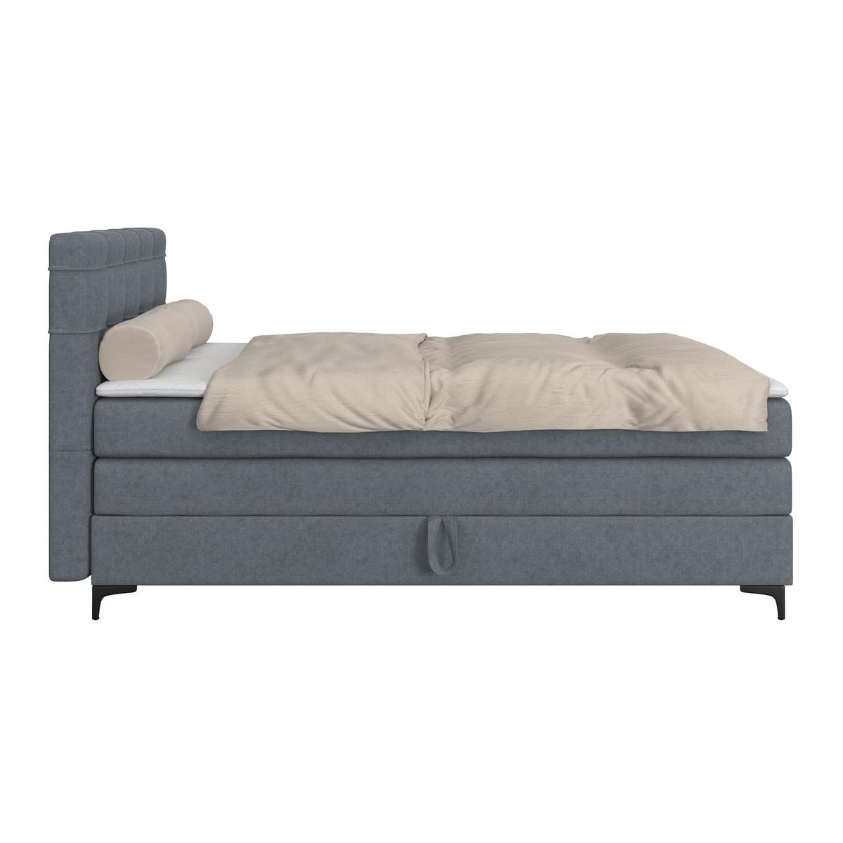 Boxspringbett MITTO Blaugrau 160x200 cm - Blaugrau/Schwarz, KONVENTIONELL, Textil/Metall (160/200cm)