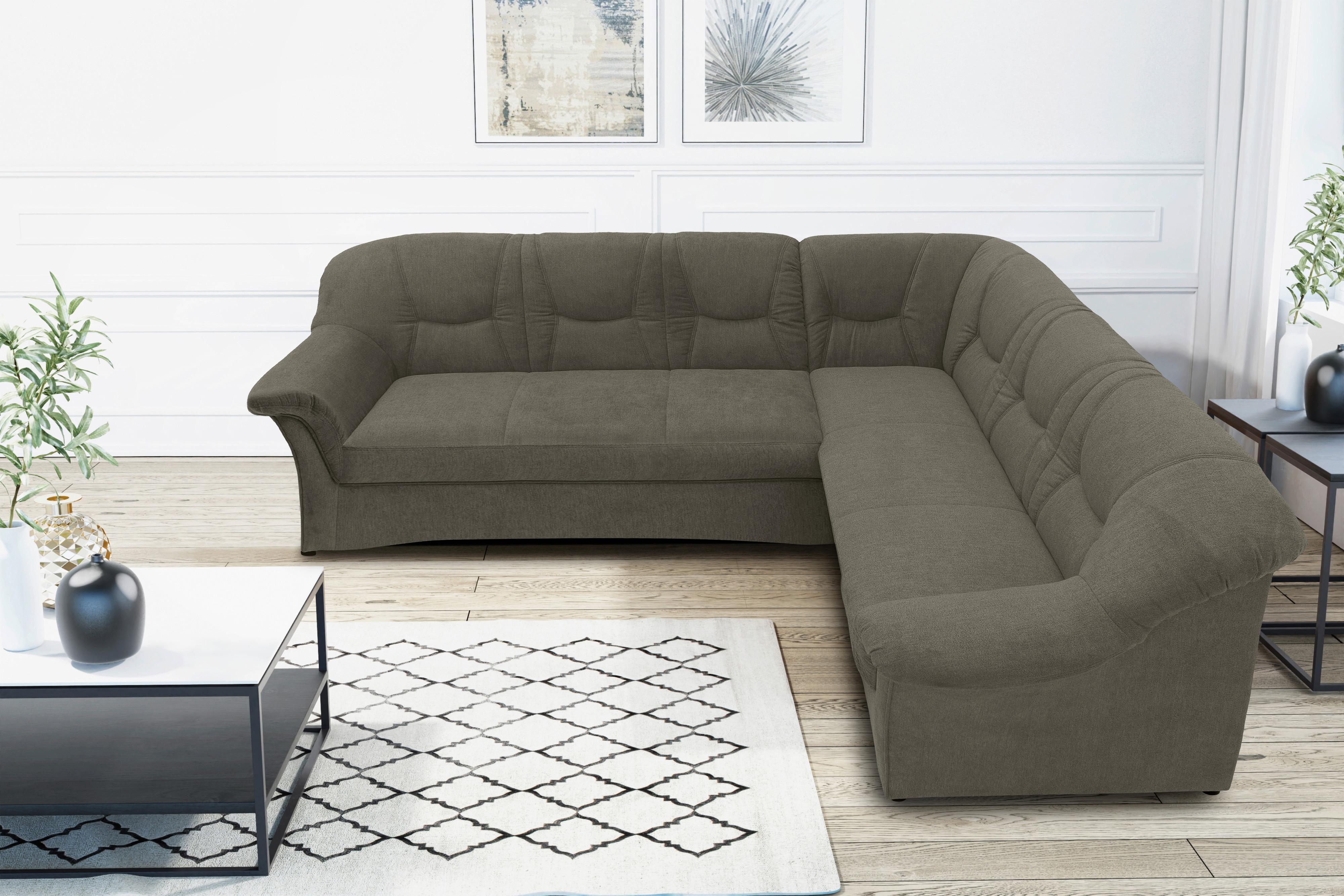 Ecksofa Sarafina - Greige/Schwarz, KONVENTIONELL, Textil (240/190cm) - MID.YOU