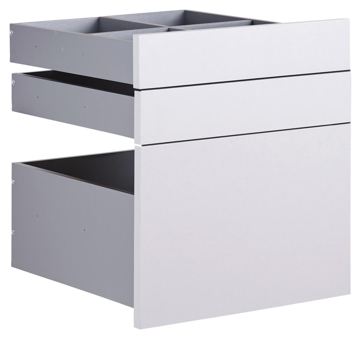 Schubladeneinsatz Unit Hellgrau B: 45,3 cm 3 Fächer - Hellgrau, MODERN, Holzwerkstoff (45,3/50,3/47cm) - Ondega