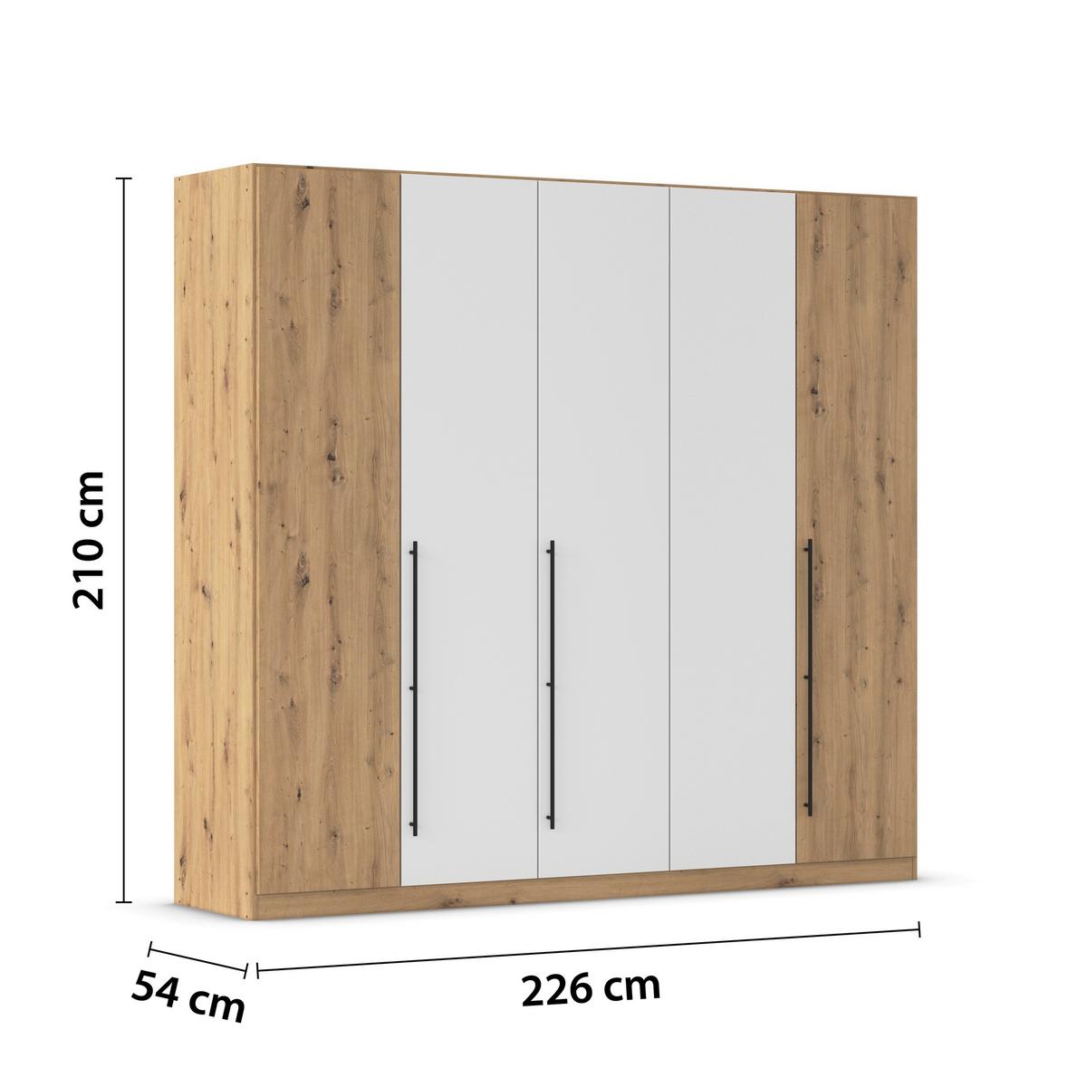Kleiderschrank Safari B: 226 cm - Weiß/Eiche Artisan, KONVENTIONELL, Holzwerkstoff (226/210/54cm)