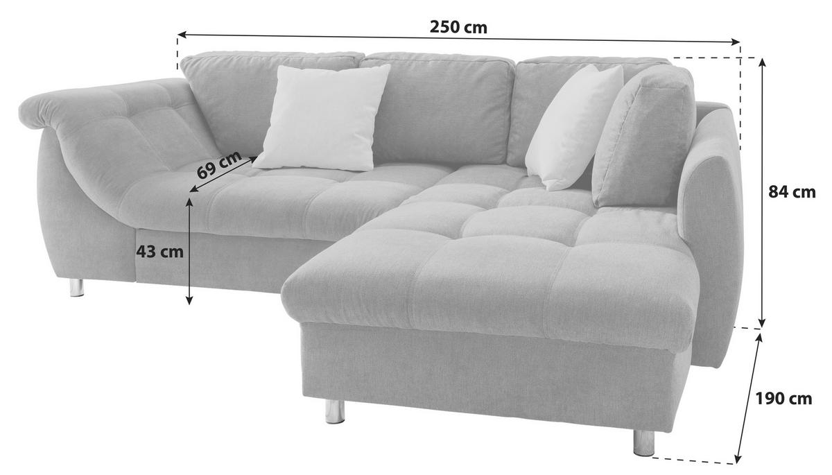 Rohová sedačka AGIRA, pravá, modrá / strieborná - modrá/chrómová, Design, textil (250/190cm) - Livetastic