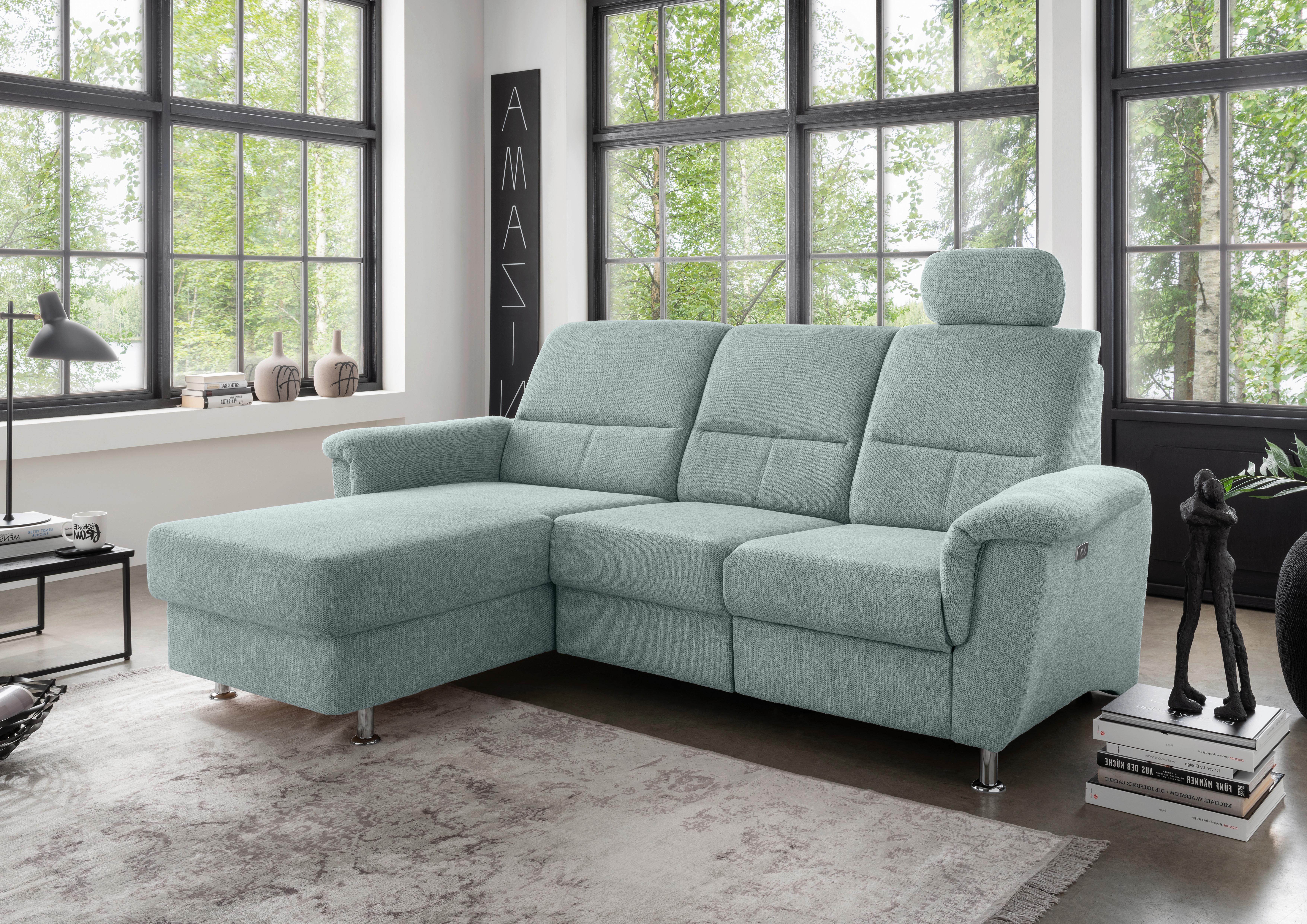 Ecksofa mit Stauraum Parole Blau Chenille - Chromfarben/Blau, MODERN, Textil (165/231cm) - Livetastic