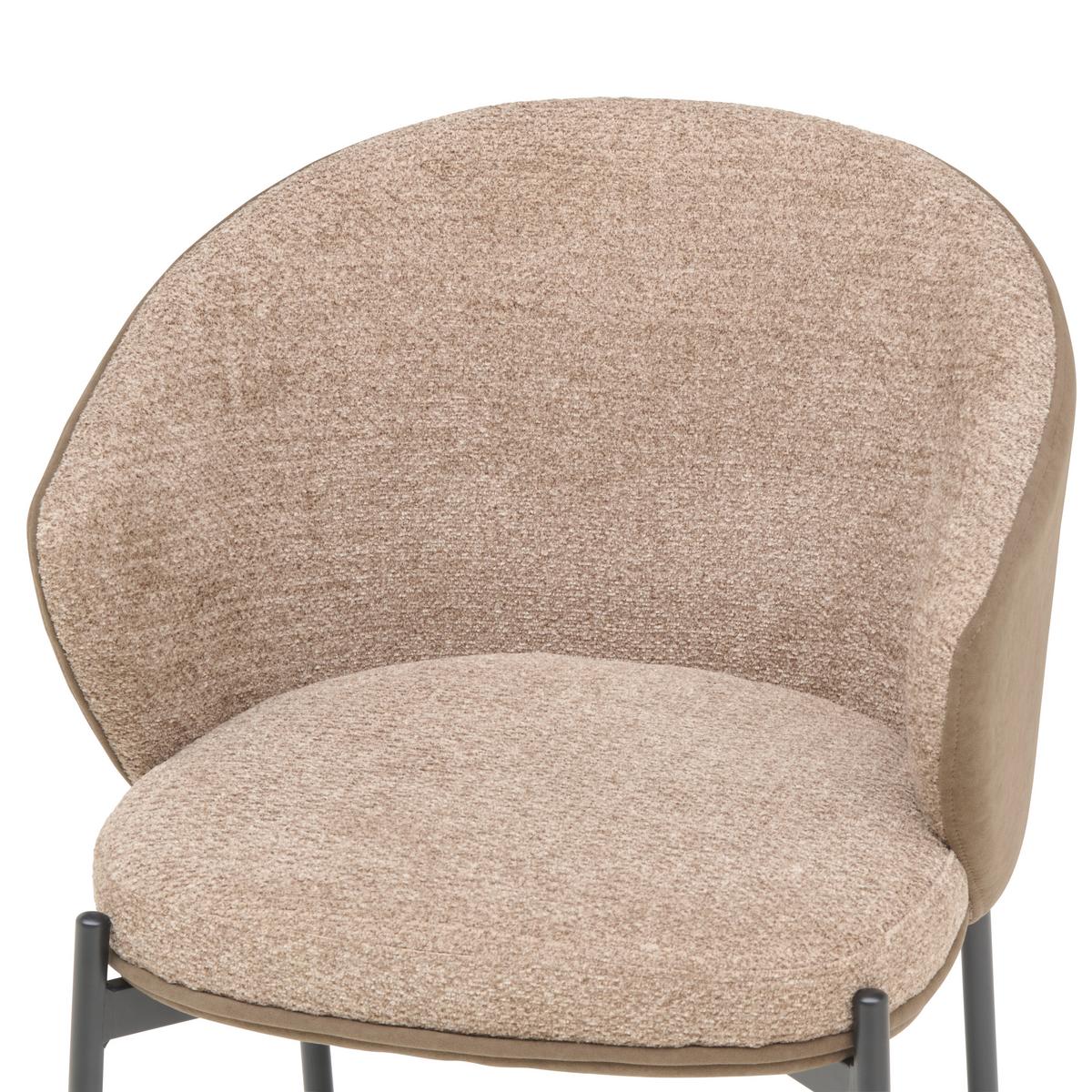 Armehnstuhl Cara Textil Braun B : 56 Cm - Schwarz/Braun, MODERN, Textil/Metall (56/76,5/57,5cm) - MID.YOU