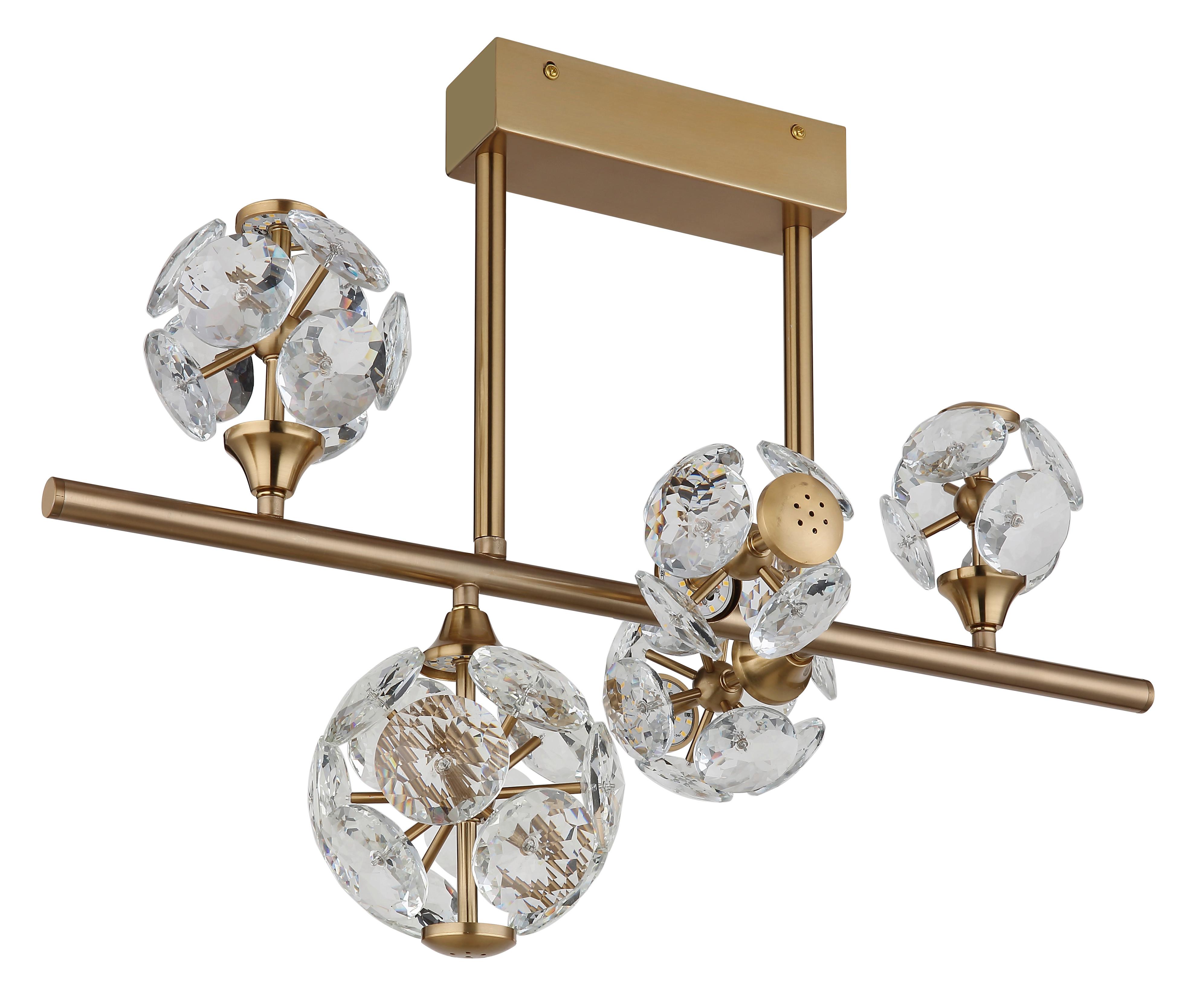 Led-deckenleuchte Virina Klar Goldfarben L: 61 Cm - Klar/Goldfarben, KONVENTIONELL, Glas/Metall (61/31/45cm) - Globo