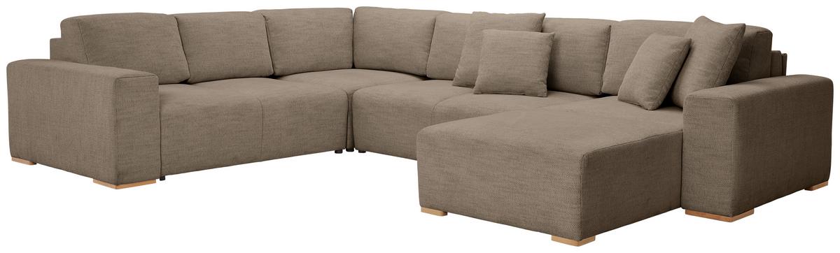 Wohnlandschaft Vouge Braun U: 283x371x208 Cm - Buchefarben/Schwarz, KONVENTIONELL, Textil (283/371/208cm) - Livetastic