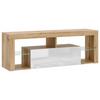 TV-Lowboard Everest B: 140 cm Wotan Eiche Dekor Weiß - Eiche Wotan/Schwarz, Design, Glas/Holzwerkstoff (140/50,5/35cm) - Livetastic