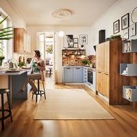 Einbauküche Pn 200 Frei Planbar - Honigeiche/Kaschmir, MODERN, Glas/Holzwerkstoff - Pino