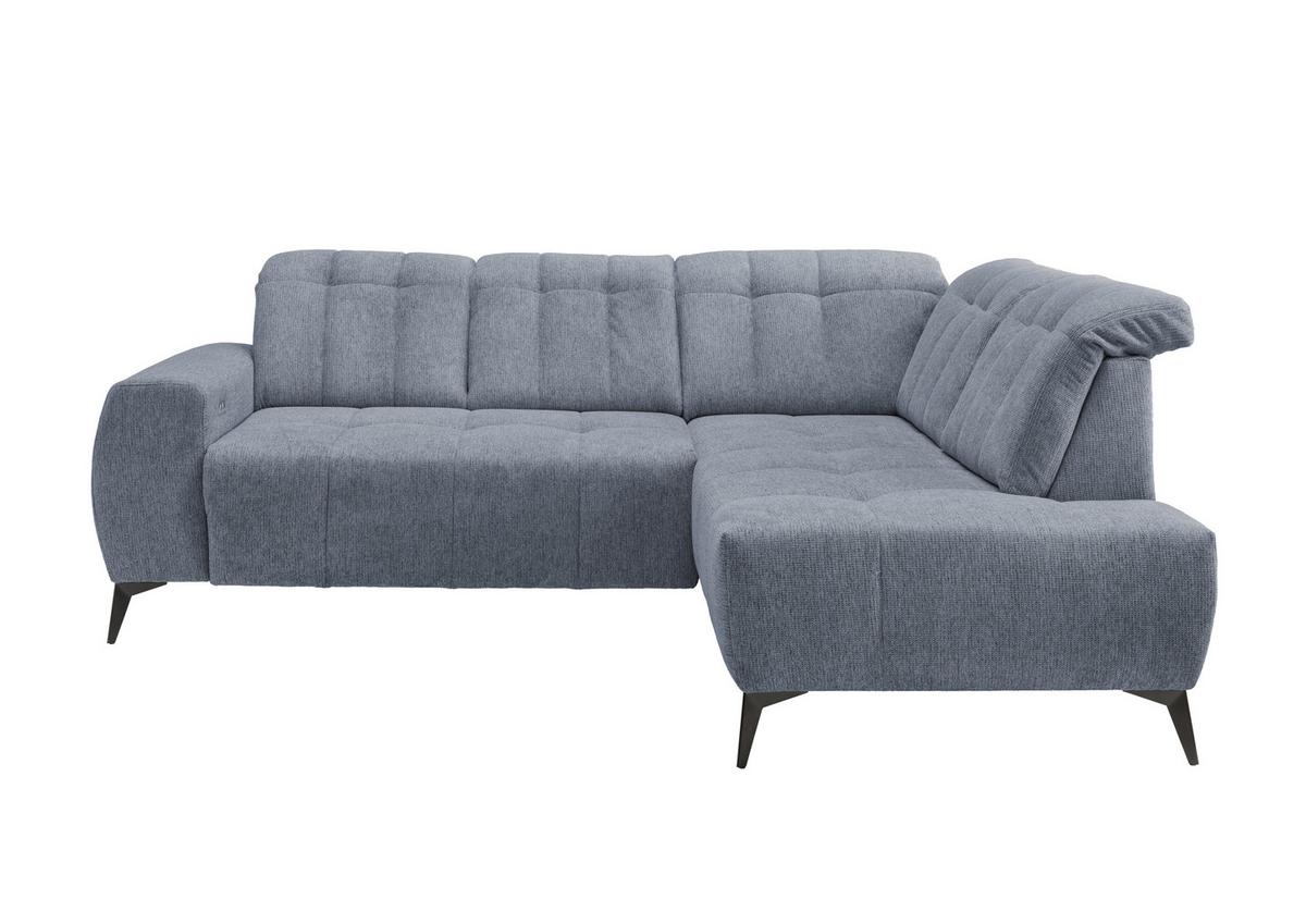 Ecksofa mit USB Anschluss Sano, Hellblau, S: 261x200 cm - Schwarz/Hellblau, MODERN, Textil (261/200cm) - Livetastic