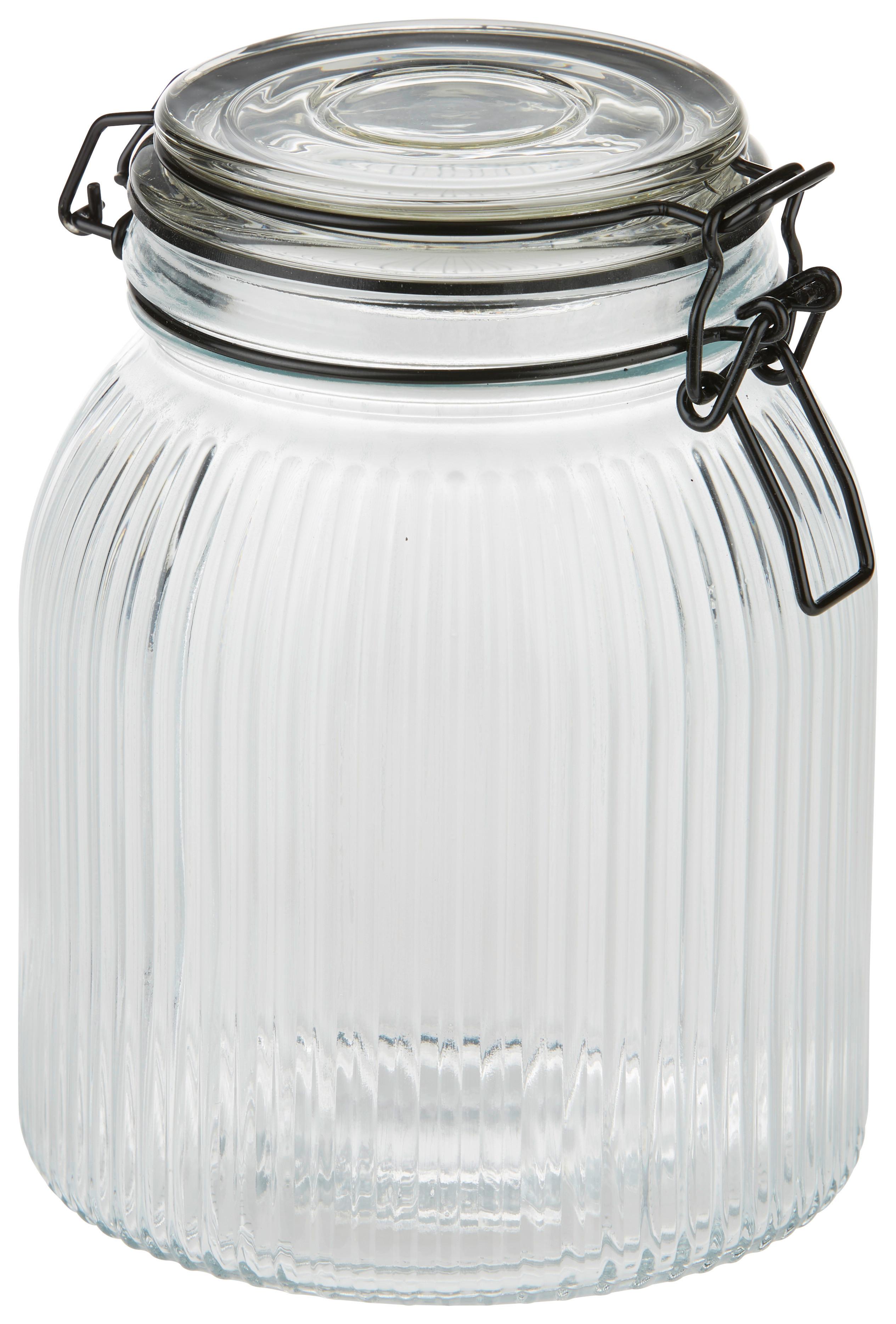 Dóza na potraviny Juna, 1,35l - priehľadné, Modern, kov/plast (12,5/17,2cm) - Premium Living