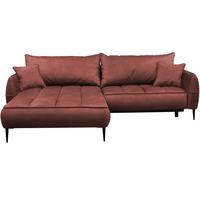 Ecksofa mit Bettkasten Letto 189x260 cm Velours Koralle - Koralle/Schwarz, Design, Textil (189/260cm) - MID.YOU