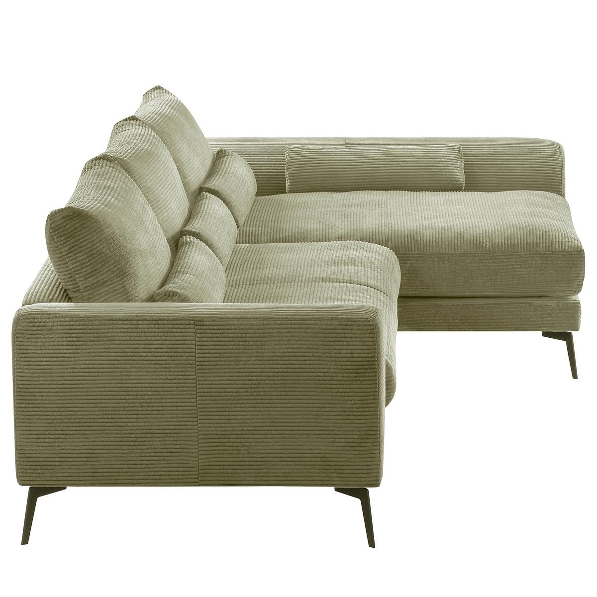 Ecksofa Berlin Cord Olivgrün 313x172 cm - Schwarz/Olivgrün, Design, Textil (313/172cm) - P & B
