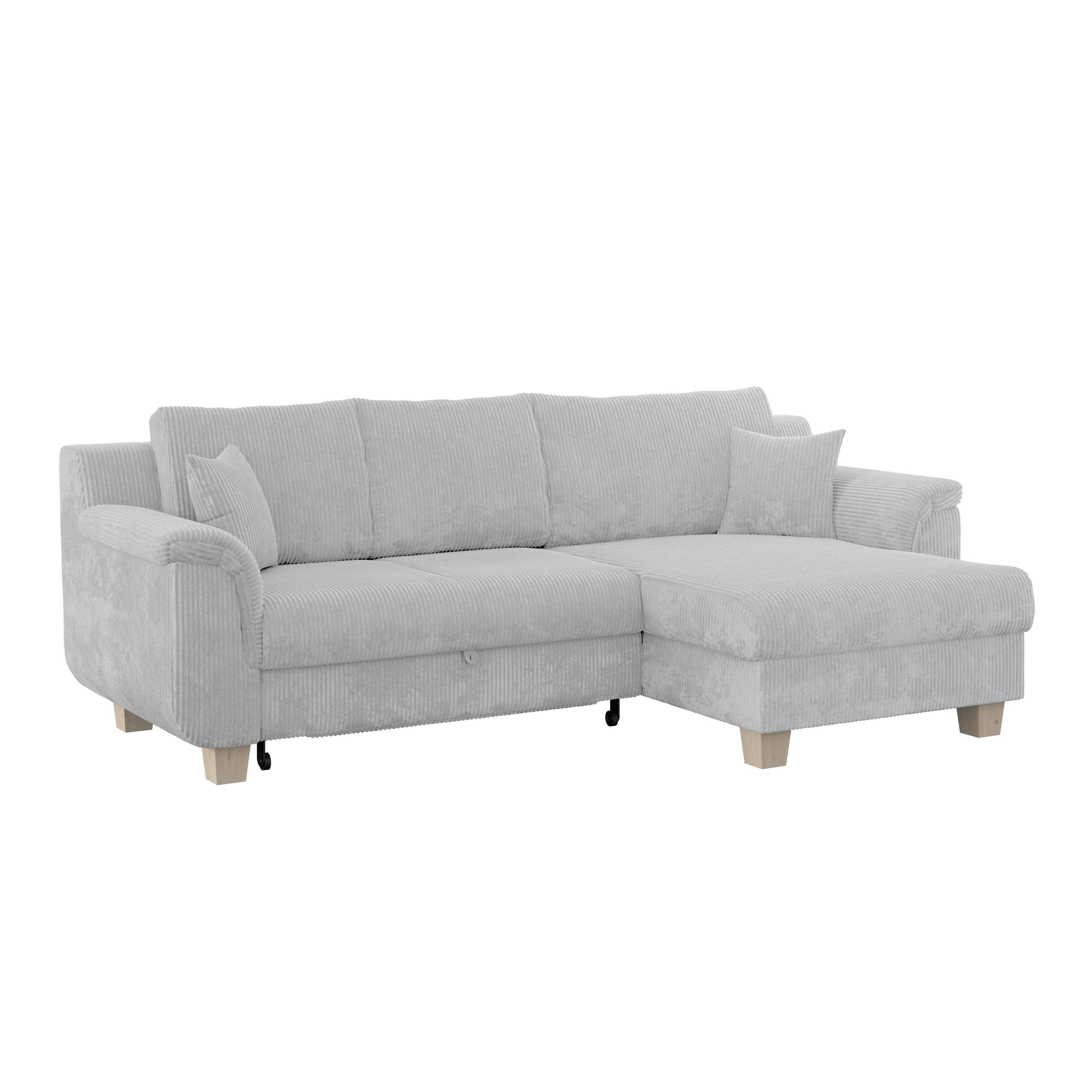 Ecksofa mit Schlaffunktion Alex Hellgrau - Hellgrau/Naturfarben, MODERN, Textil (246/156cm)