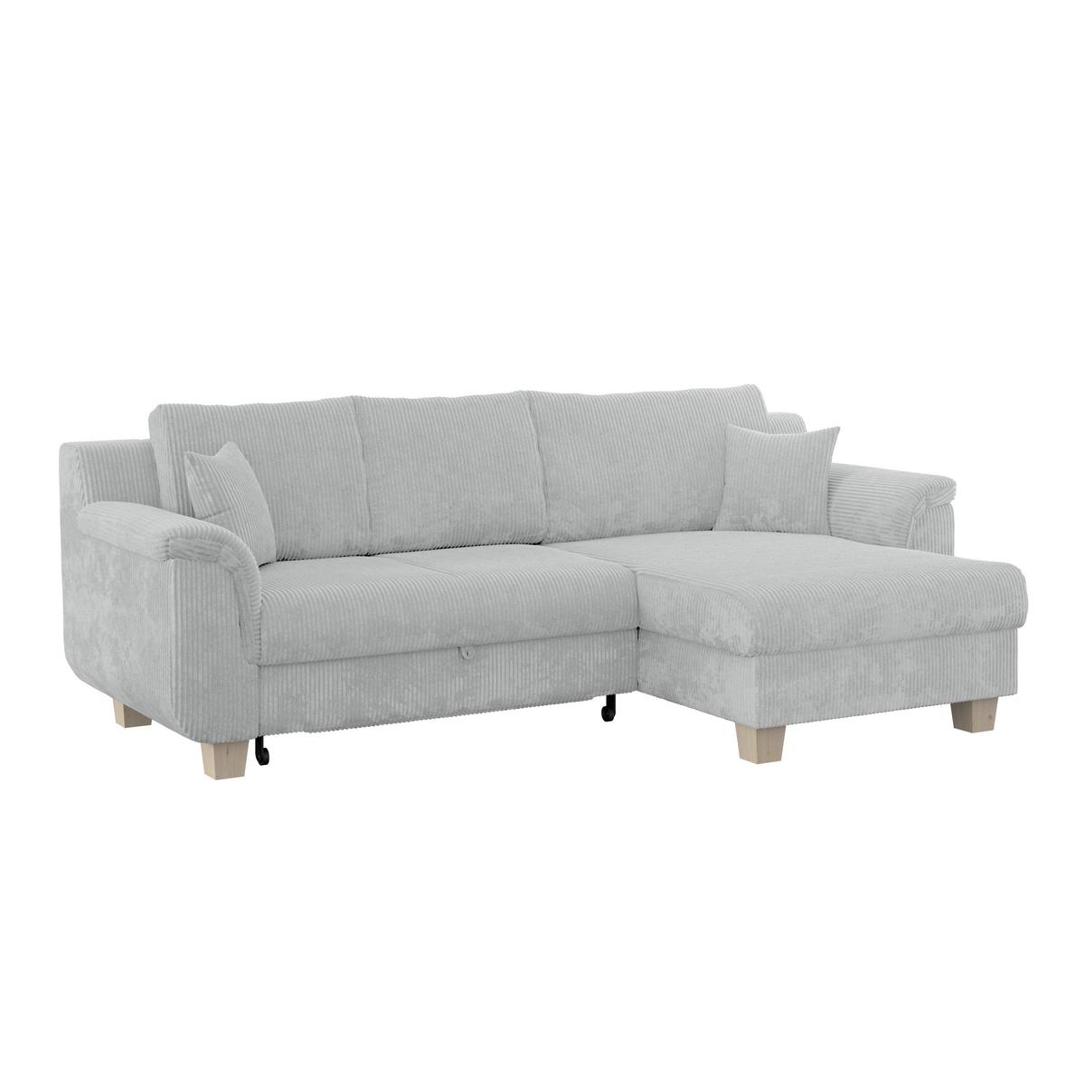 Ecksofa mit Schlaffunktion Alex Hellgrau - Hellgrau/Naturfarben, MODERN, Textil (246/88cm)