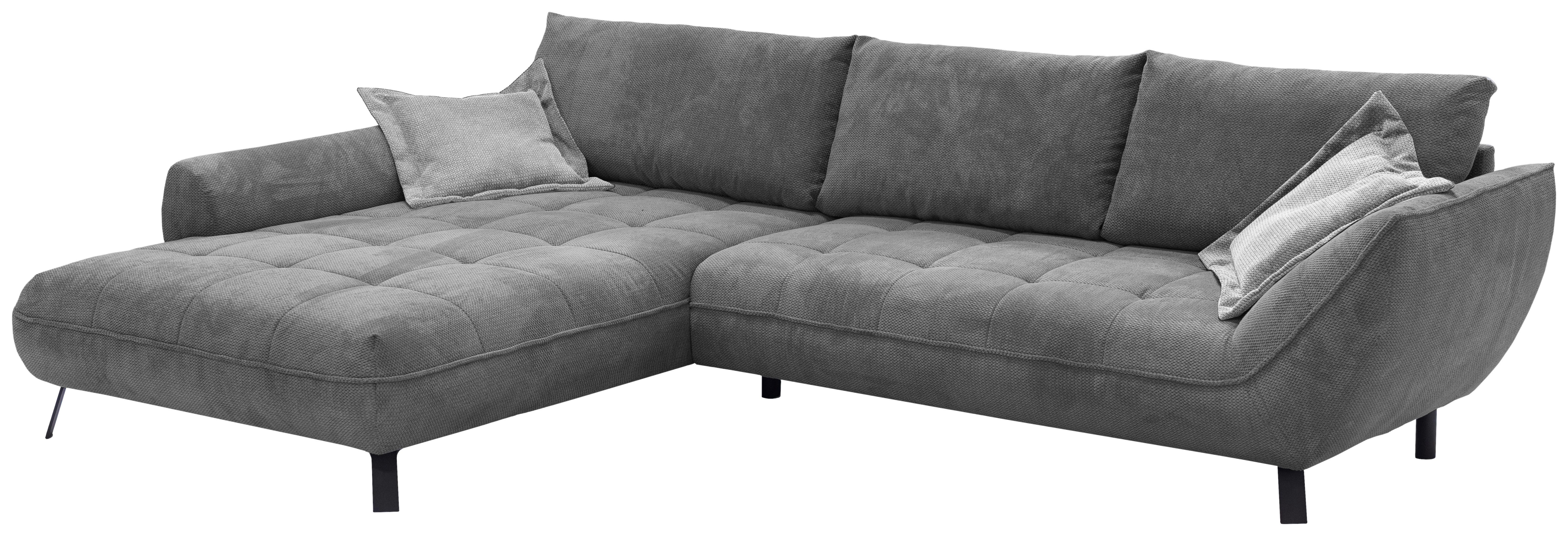 Ecksofa Biarritz, Anthrazit Schenkel: 205x324 cm - Anthrazit/Silberfarben, Design, Textil (205/324cm) - Livetastic