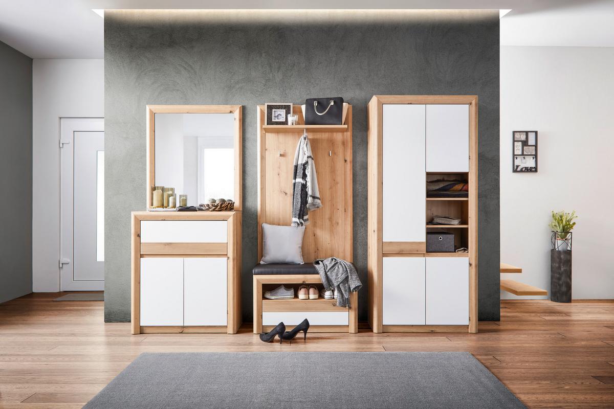 Garderoben-set Kashmir New Weiß/eiche Dekor 5-Tlg. - Eichefarben/Weiß, MODERN, Holzwerkstoff (252/192/41cm) - James Wood