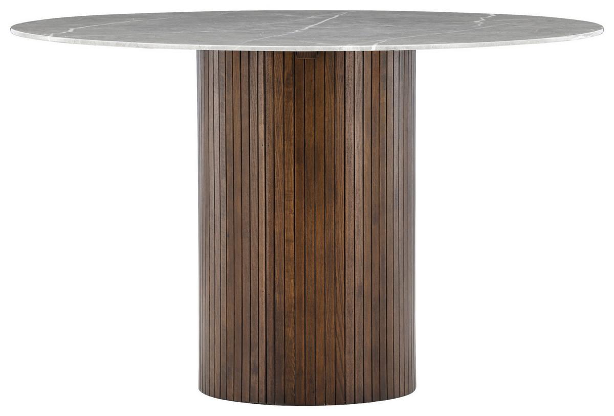 Esstisch Härön - Dunkelgrau/Braun, Design, Glas/Holz (120/120/74cm) - Livetastic