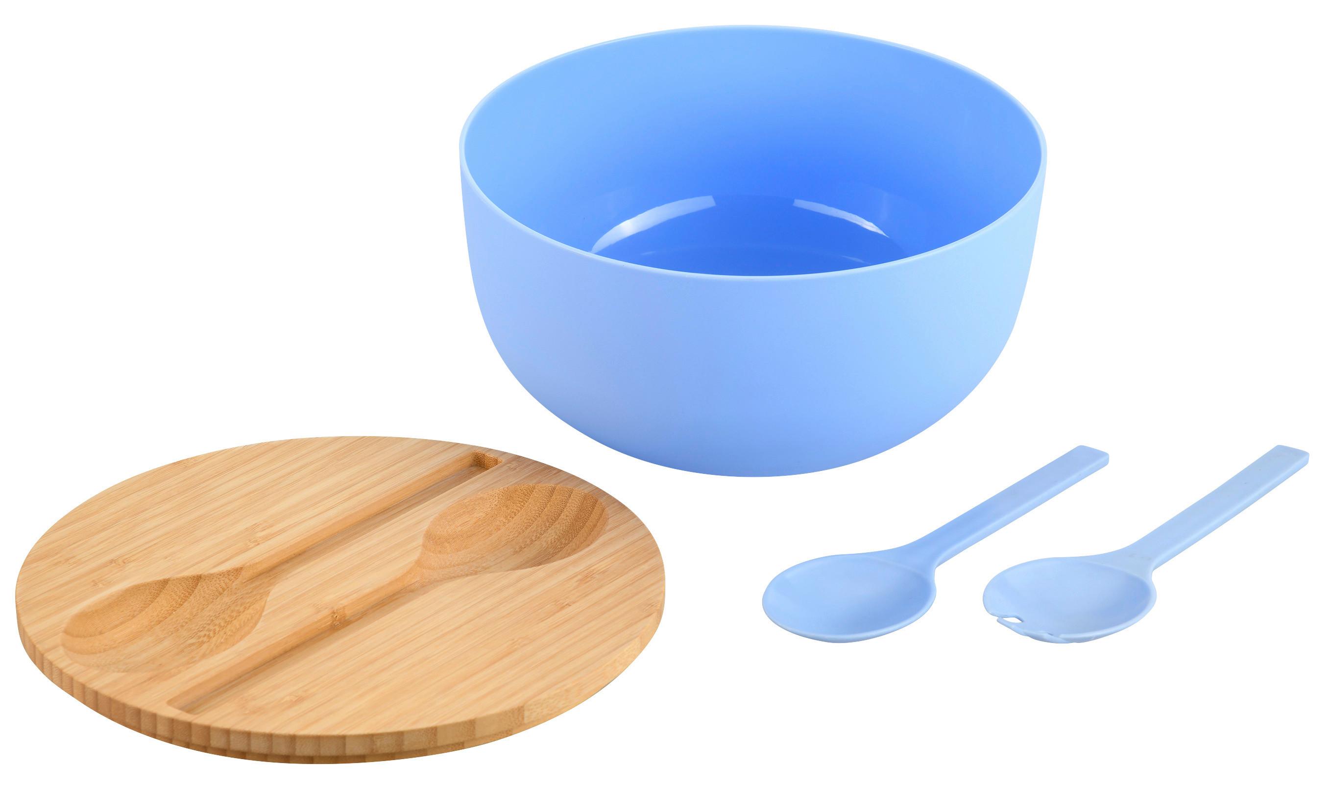 Salatschüssel 58472 - Hellbraun/Hellblau, Basics, Holz/Kunststoff (24/13/13cm) - Kesper