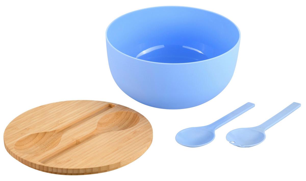 Salatschüssel 58472 - Hellbraun/Hellblau, Basics, Holz/Kunststoff (24/13/13cm) - Kesper