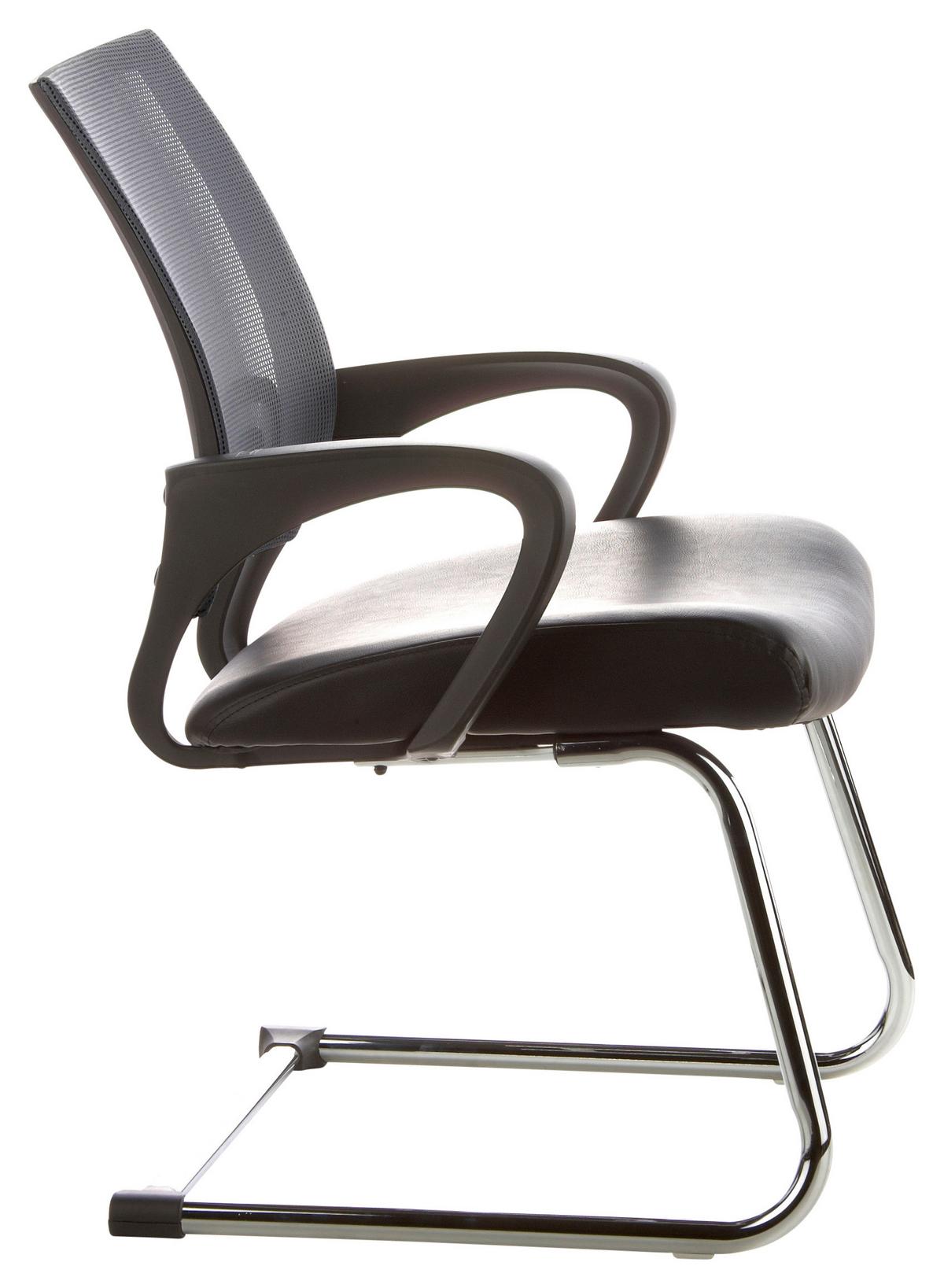 Besucherstuhl Visto Net V Grau/Schwarz Bis 110 Kg - Silberfarben/Schwarz, Basics, Kunststoff/Textil (57/98/52cm) - MID.YOU