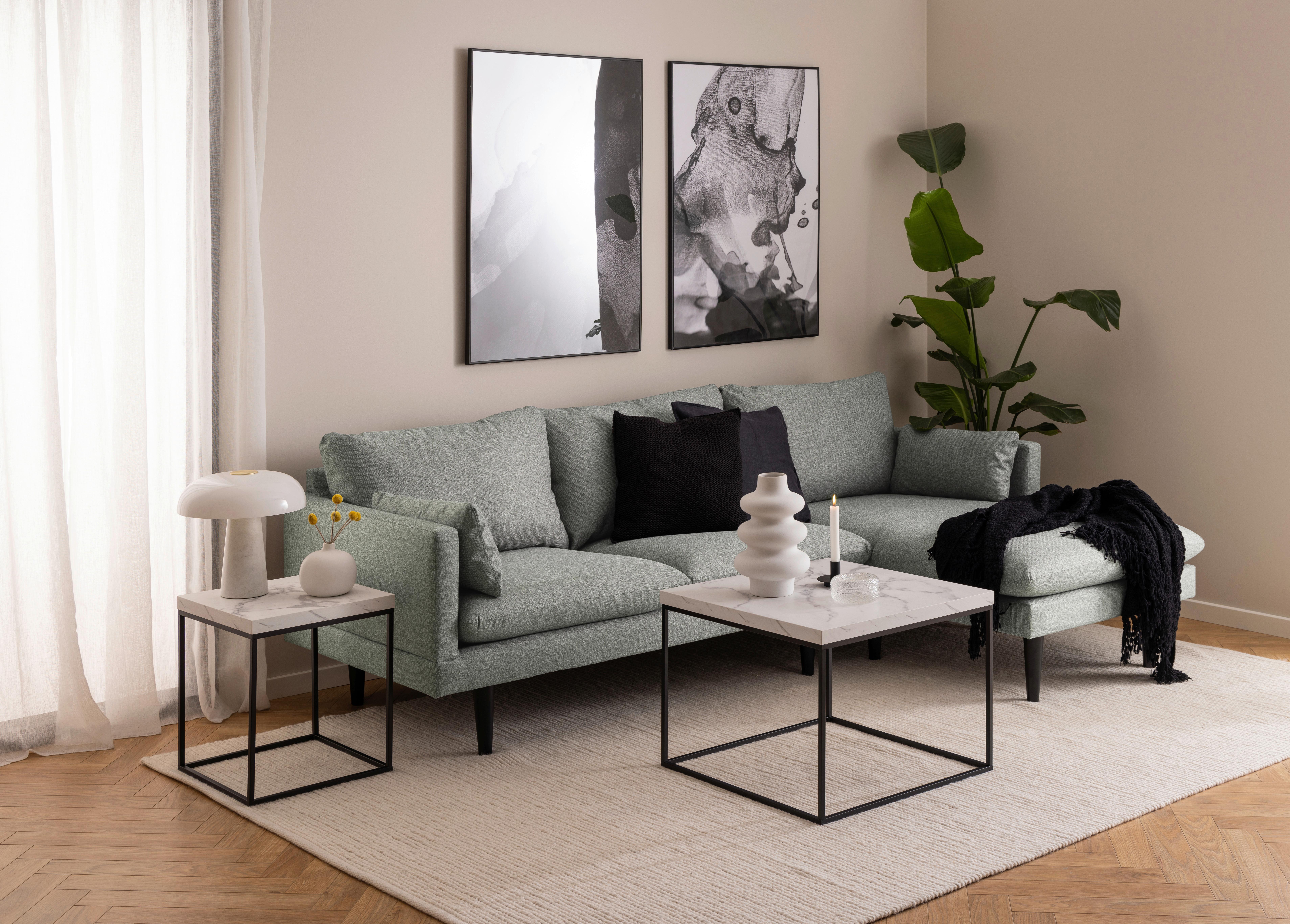 Konferenčný stolík BAROSSA - čierna/biela, Design, kov/kompozitné drevo (60/60cm) - Livetastic