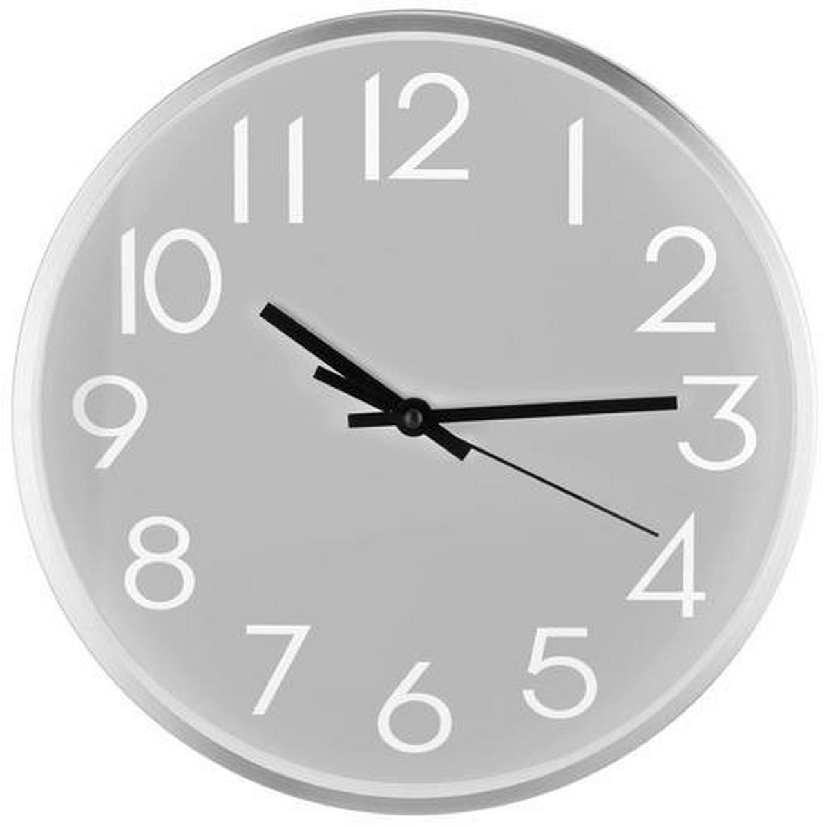 Wanduhr Alfa Grau/Silber, D: 30 cm - Silberfarben/Schwarz, Basics, Glas/Papier (30cm) - Ondega