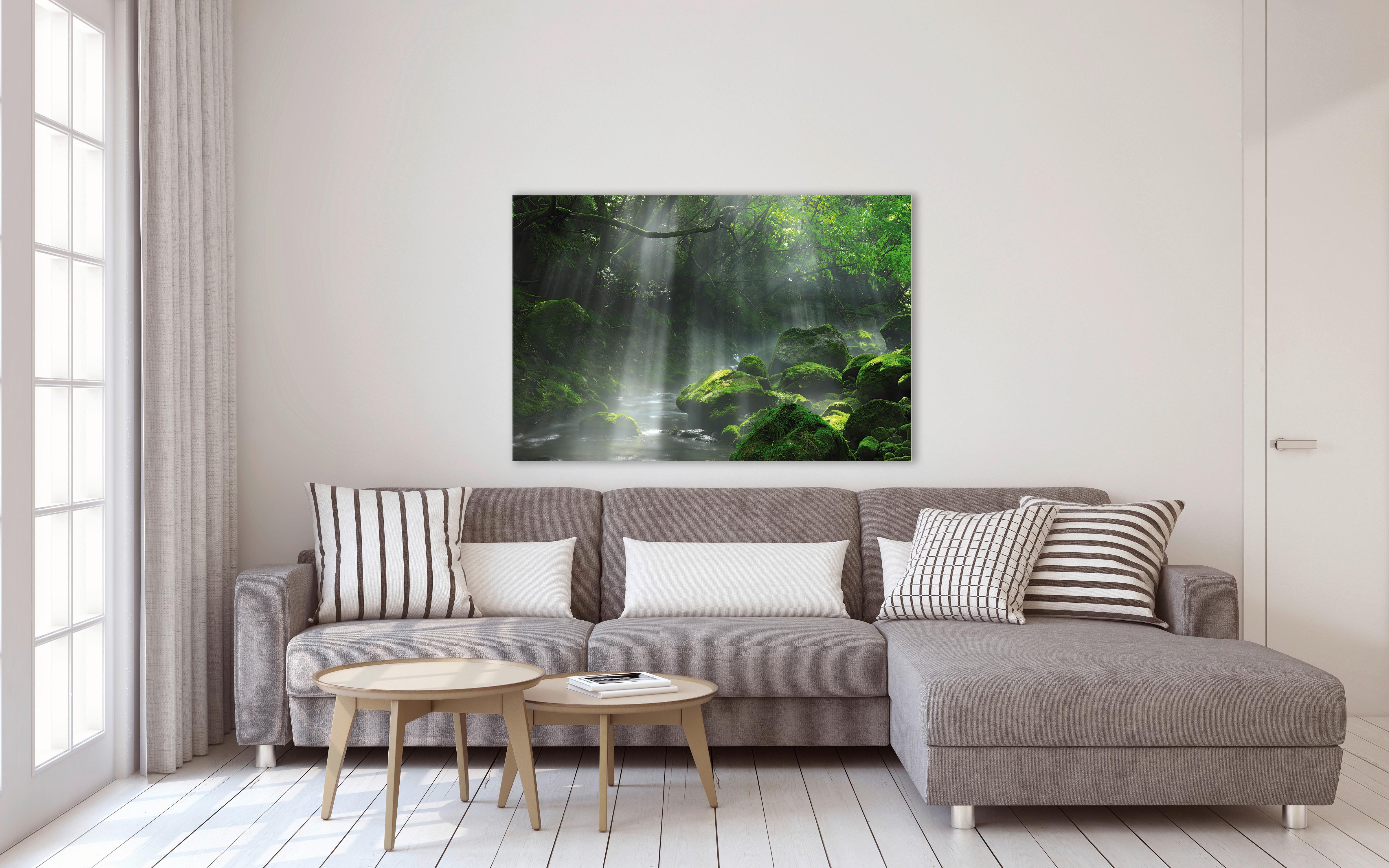 Obraz Na Plátně Desteny, 150/100cm - zelená/tmavě zelená, Basics, kompozitní dřevo (150/100/3cm) - Modern Living