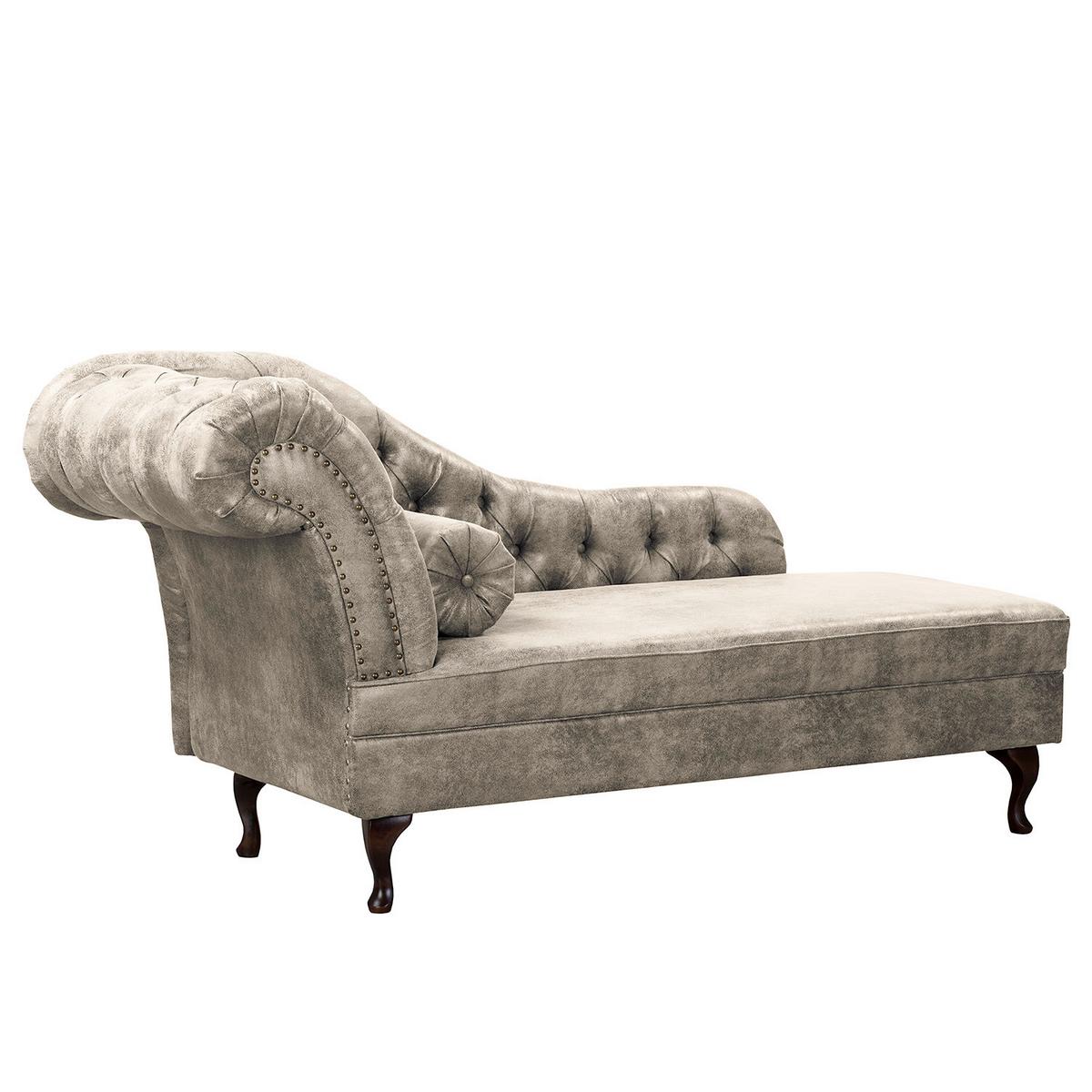 Récamiere Pako Hellgrau B: 185cm - Hellgrau/Braun, Design, Textil (185/93/75cm) - Livetastic