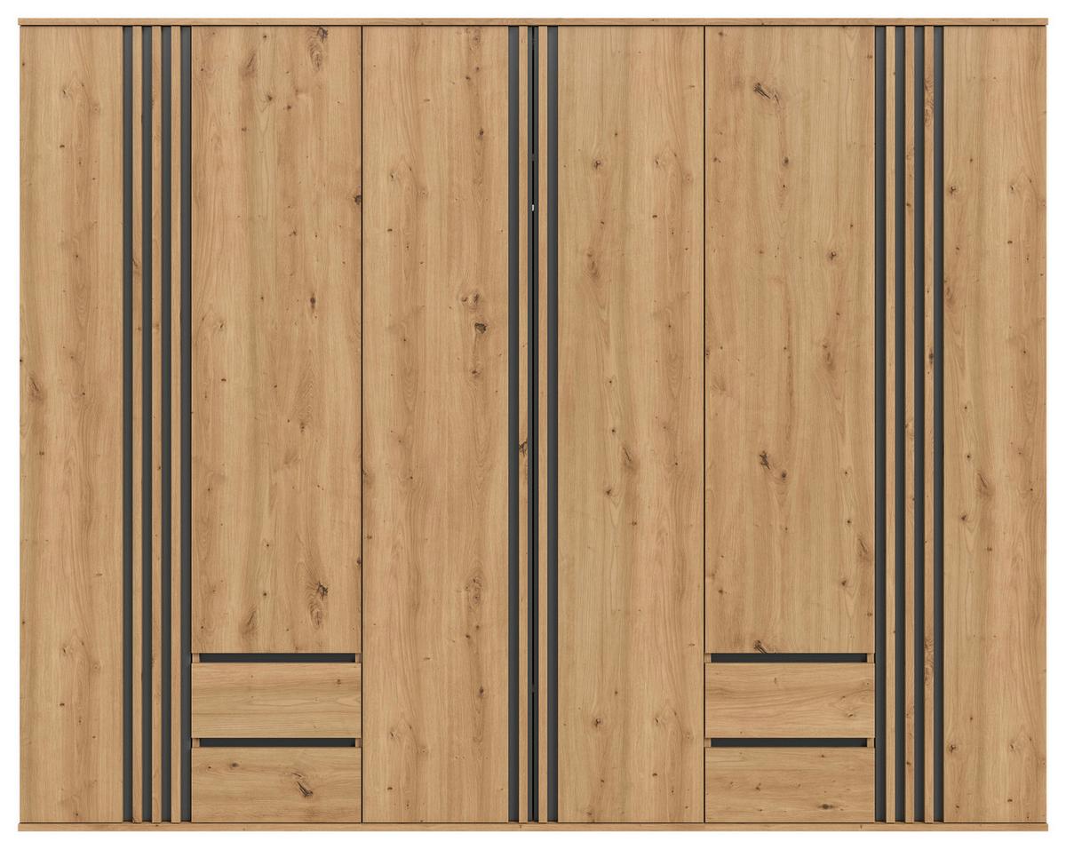 Drehtürenschrank Tofta Eiche Dekor/Anthrazit B: 240cm - Anthrazit/Eiche Artisan, ROMANTIK / LANDHAUS, Holzwerkstoff (240/192/56cm) - Livetastic