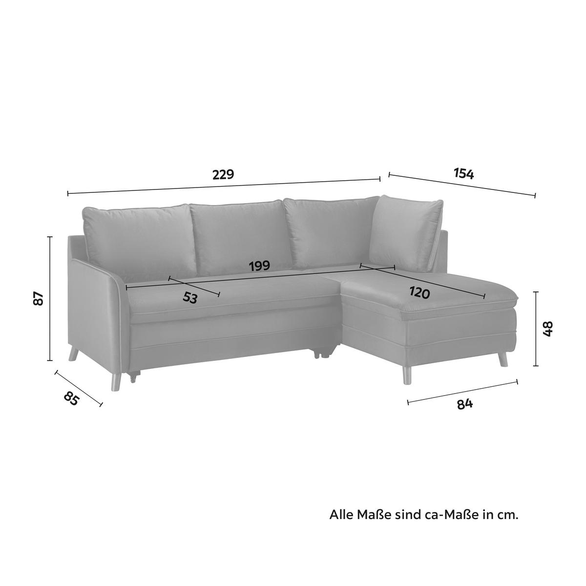Sedací souprava ANGELINA modrá - šedá/modrá, Moderní, dřevo/textil (229/87/154cm) - Bessagi Home