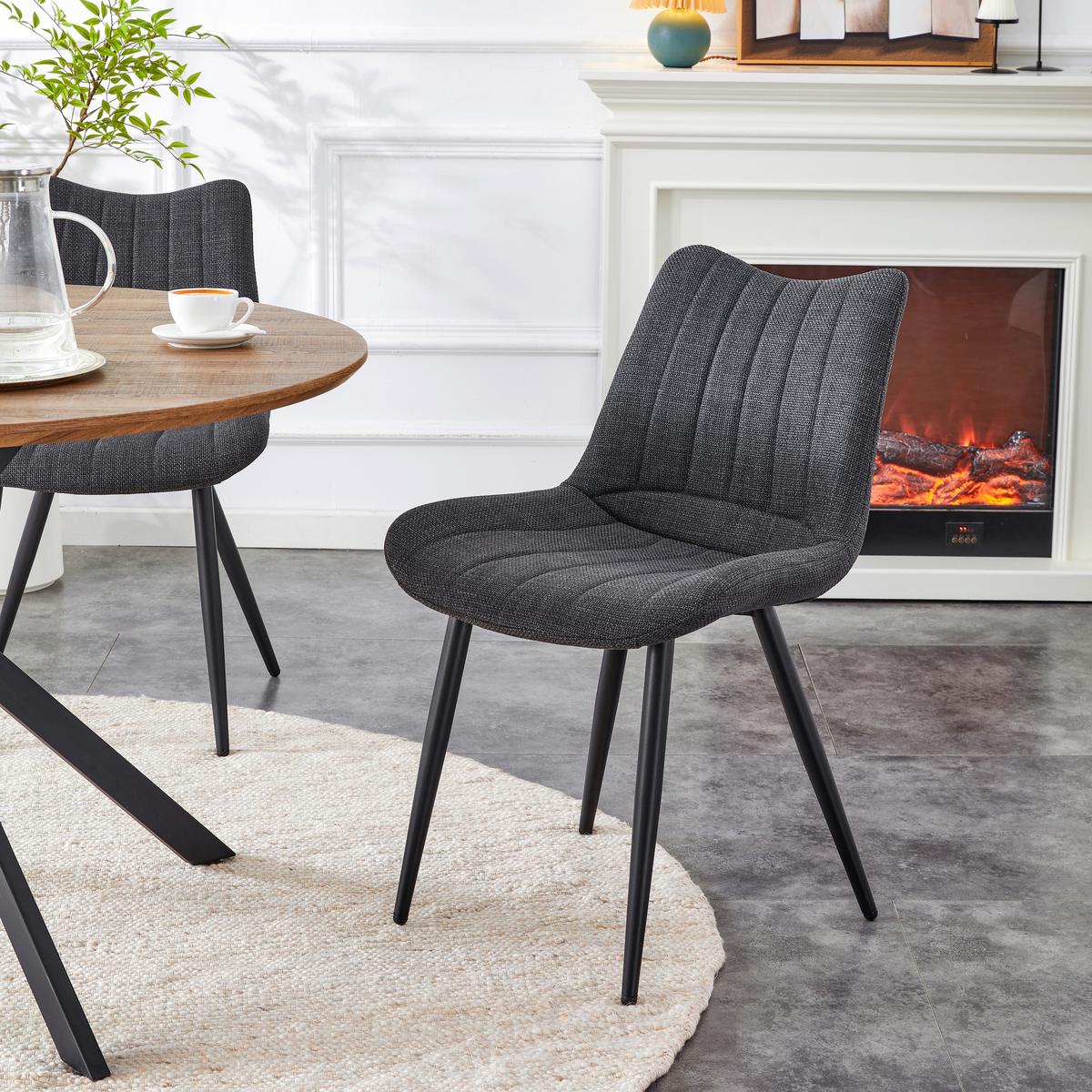 Stuhl-Set Lotta 2-Teilig Anthrazit B: 53 cm - Anthrazit/Schwarz, MODERN, Textil/Metall (53/86/59cm) - MID.YOU