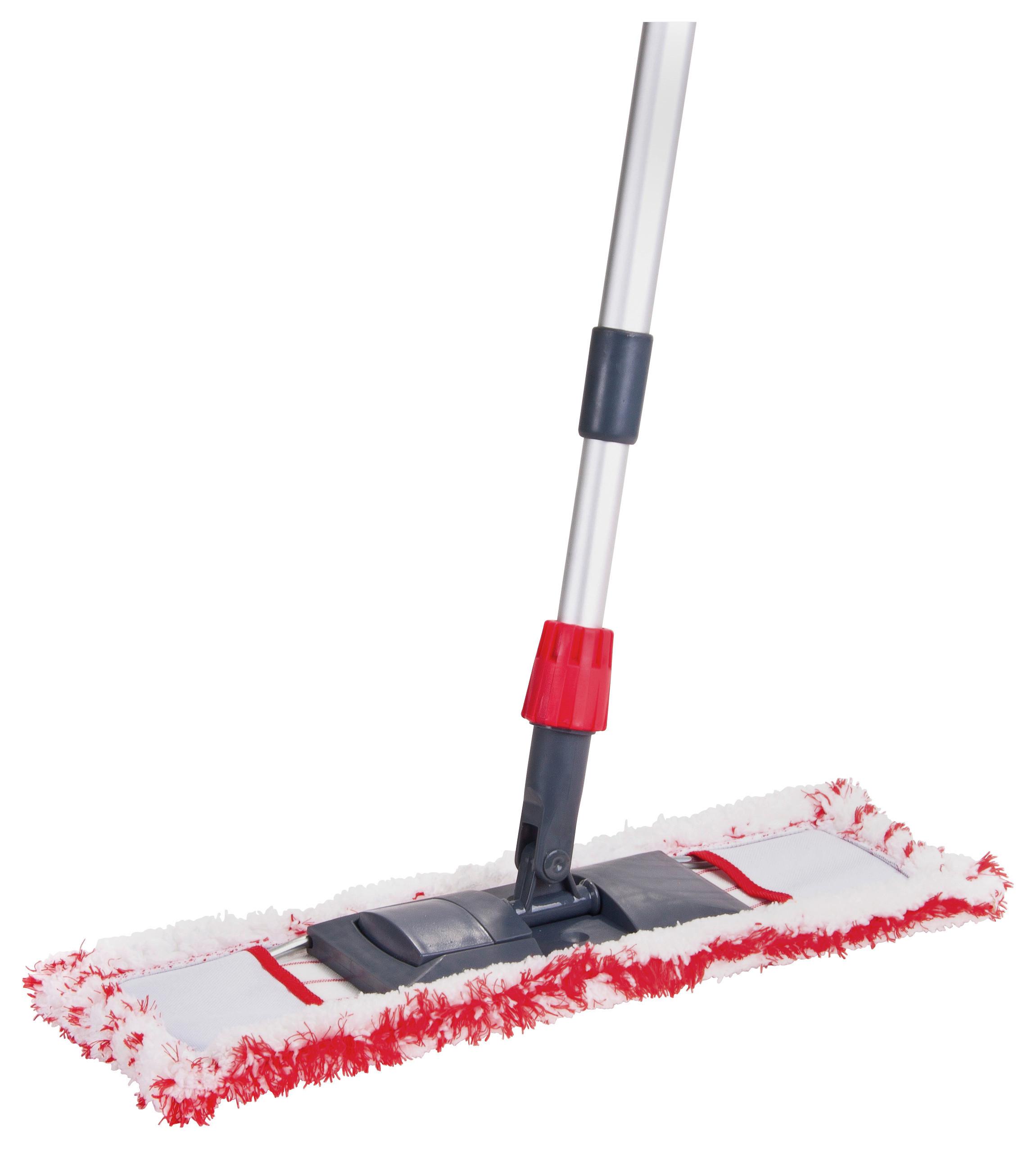 Bodenwischer Profi + Teleskopstiel Und Drehgelenk - Rot/Weiß, KONVENTIONELL, Textil/Metall (150cm) - Ondega