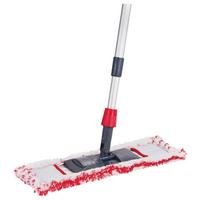 Bodenwischer Profi + Teleskopstiel Und Drehgelenk - Rot/Weiß, KONVENTIONELL, Textil/Metall (150cm) - Ondega