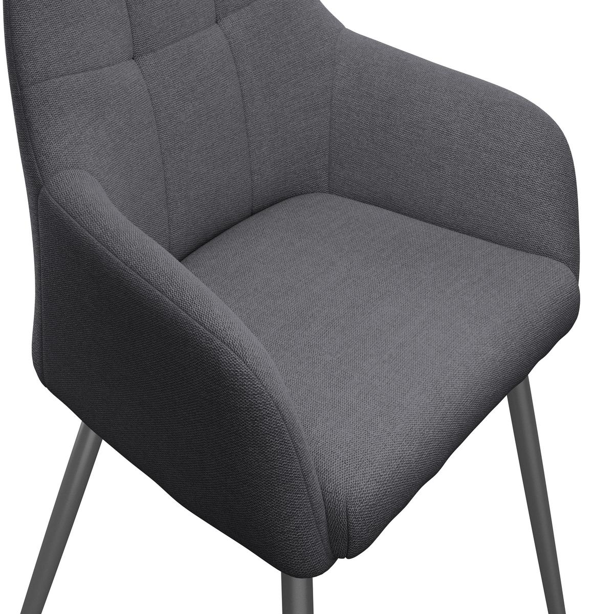 Armlehnstuhl Joe II Leinenoptik Grau - Schwarz/Grau, KONVENTIONELL, Textil/Metall (58/86/61cm)