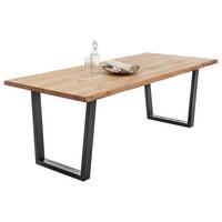 Esstisch Mit Echtholz-platte Benny 220x100 Cm Eiche/schwarz - Eichefarben/Schwarz, Natur, Holz/Metall (220/100/75cm) - MID.YOU