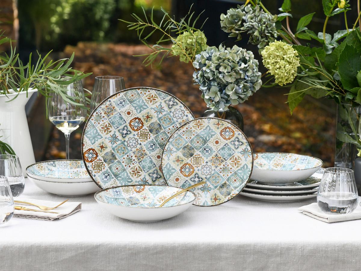 Tafelservice Mosaik 12-teilig, Multicolor - Multicolor, Basics, Keramik - Creatable