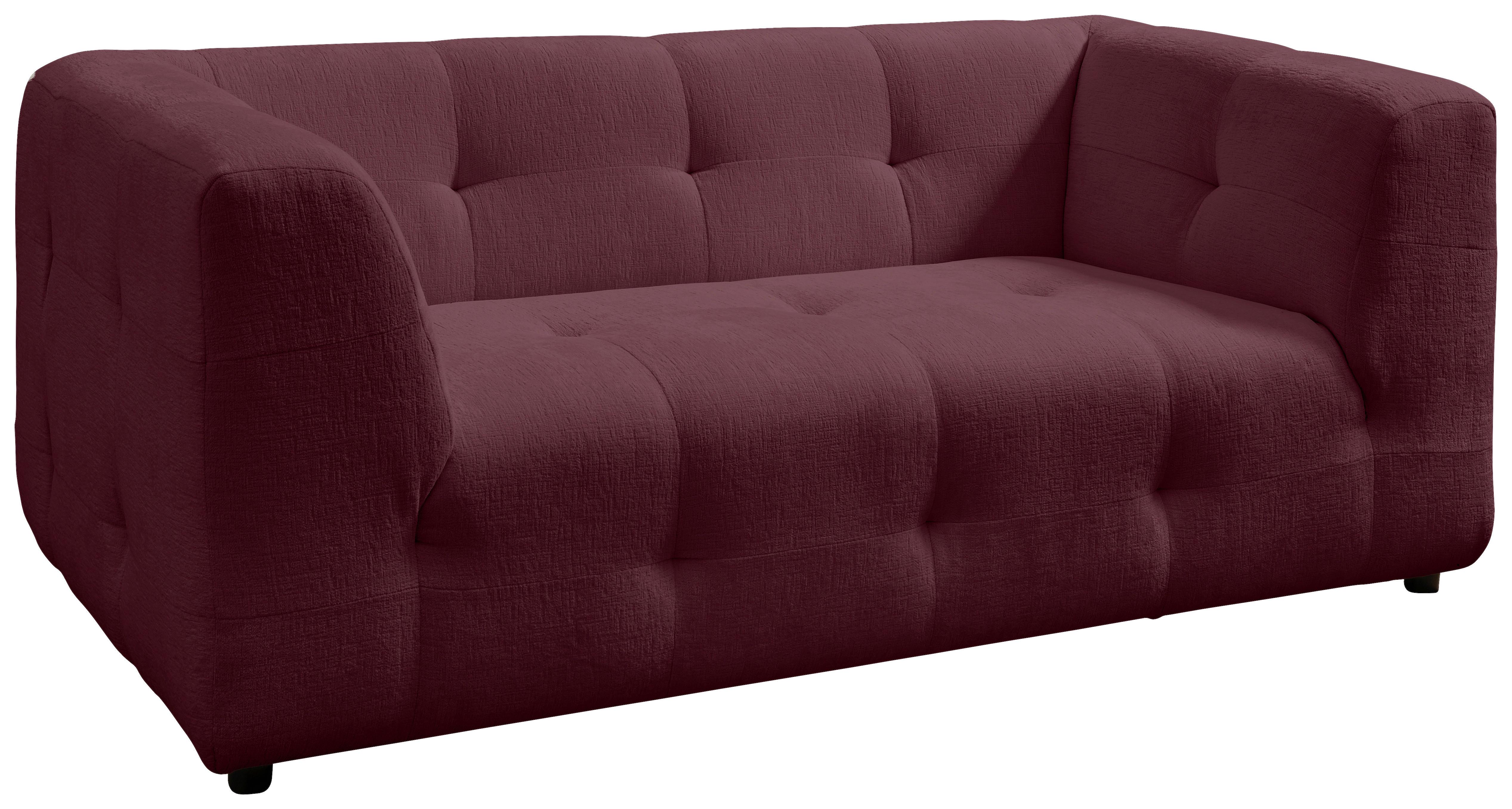 2-Sitzer-Sofa Velice, Bordeaux B: 184 cm - Bordeaux/Schwarz, Design, Textil (184/72/95cm) - Livetastic
