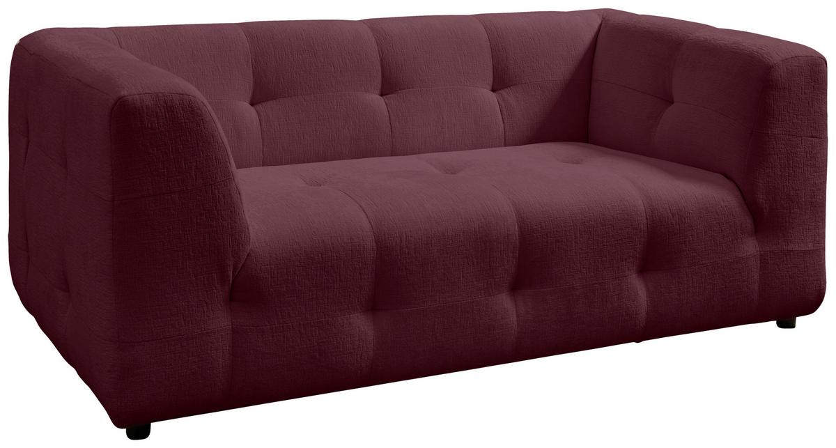 2-Sitzer-Sofa Velice, Bordeaux B: 184 cm - Bordeaux/Schwarz, Design, Textil (184/72/95cm) - Livetastic