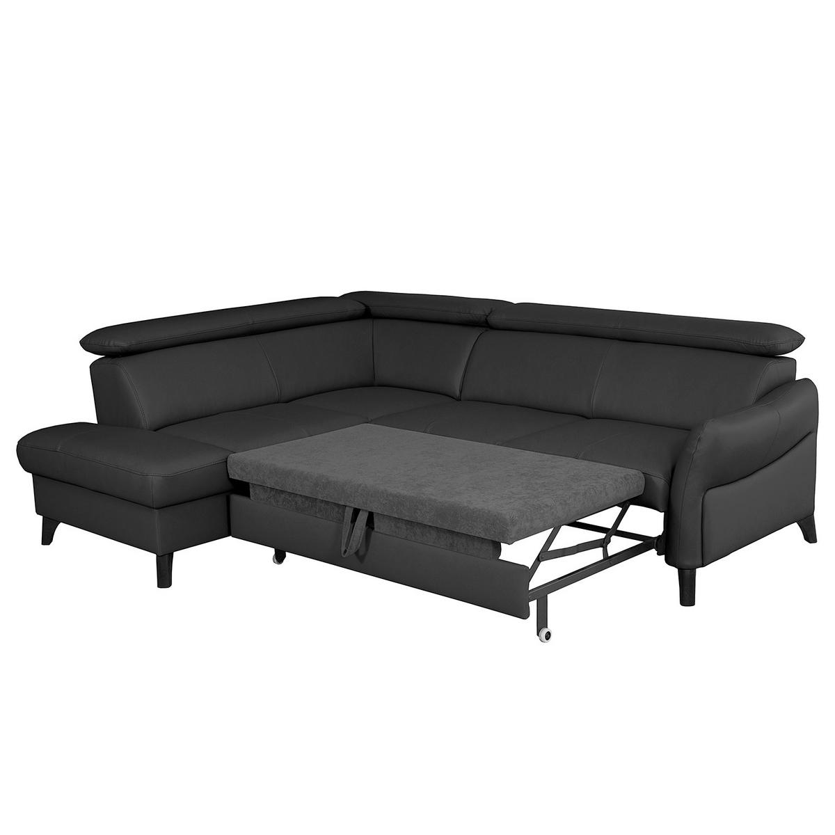 Ecksofa Note New Teilleder schwarz 199x244 - Schwarz, Design, Leder/Textil (199/244cm) - Livetastic