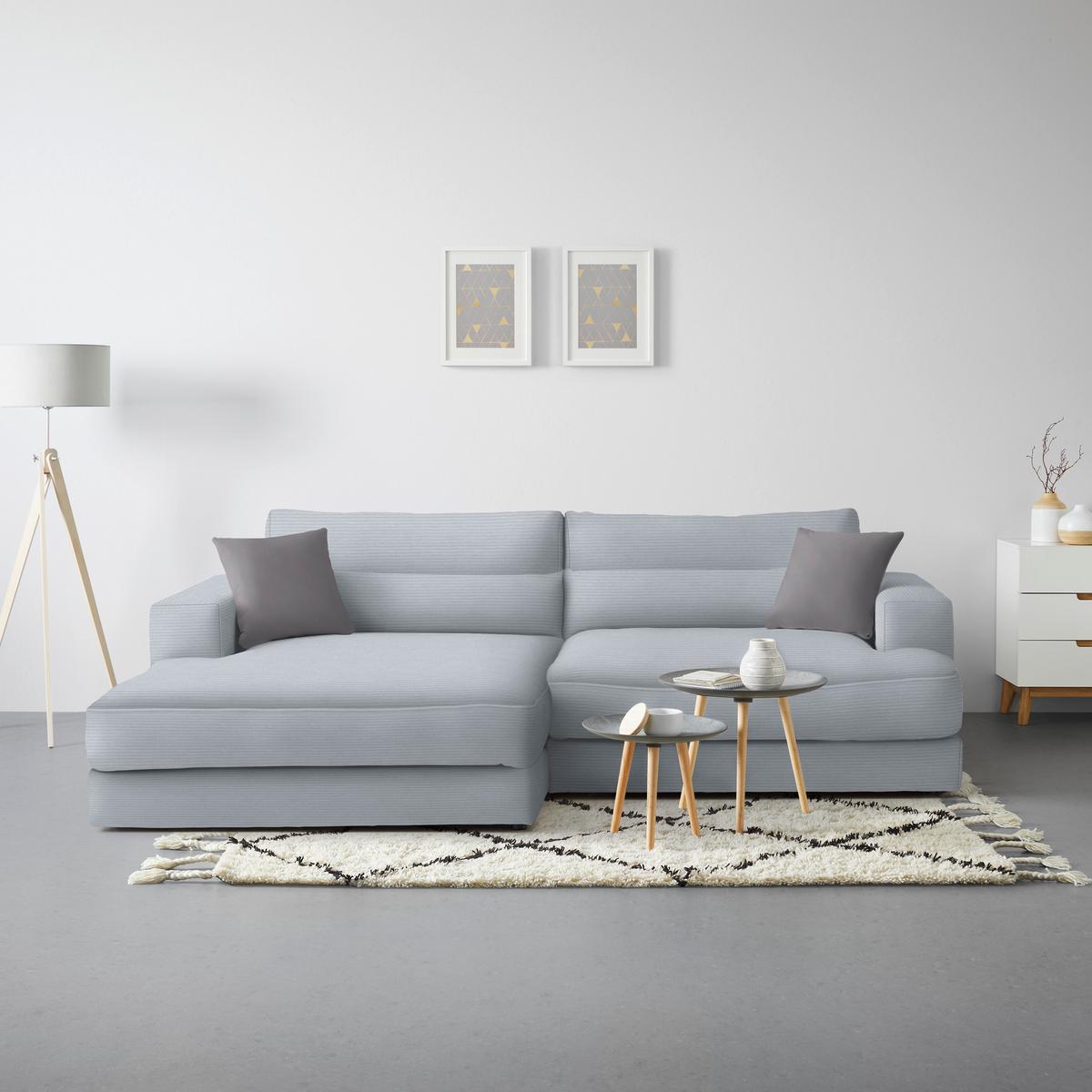 Rohová sedačka FABIONA, ľavá, sivý menčester / sivá - čierna/sivá, Modern, drevo/plast (194/268cm) - Premium Living