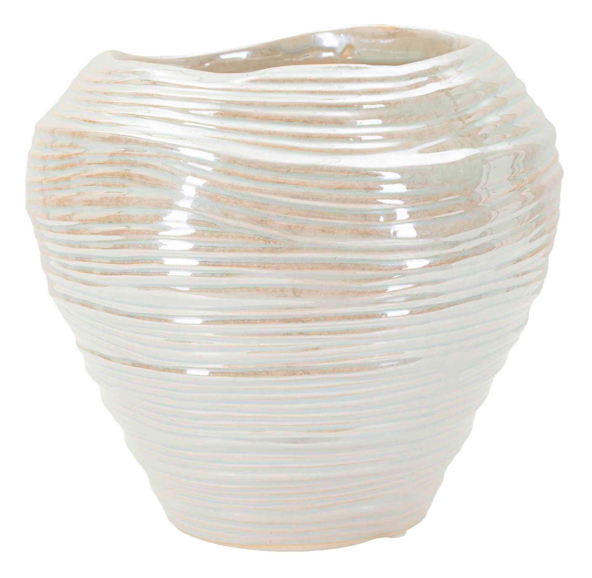 Vase Round Vase Perlmutt B: 22 Cm - Perlmutt, Basics, Keramik (22/20/22cm)