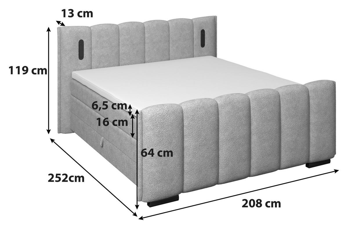 Boxspringbett Elysia naturfarben, LF: 180x220 cm - Schwarz/Naturfarben, Trend, Holz/Holzwerkstoff (180/220cm) - Luca Bessoni